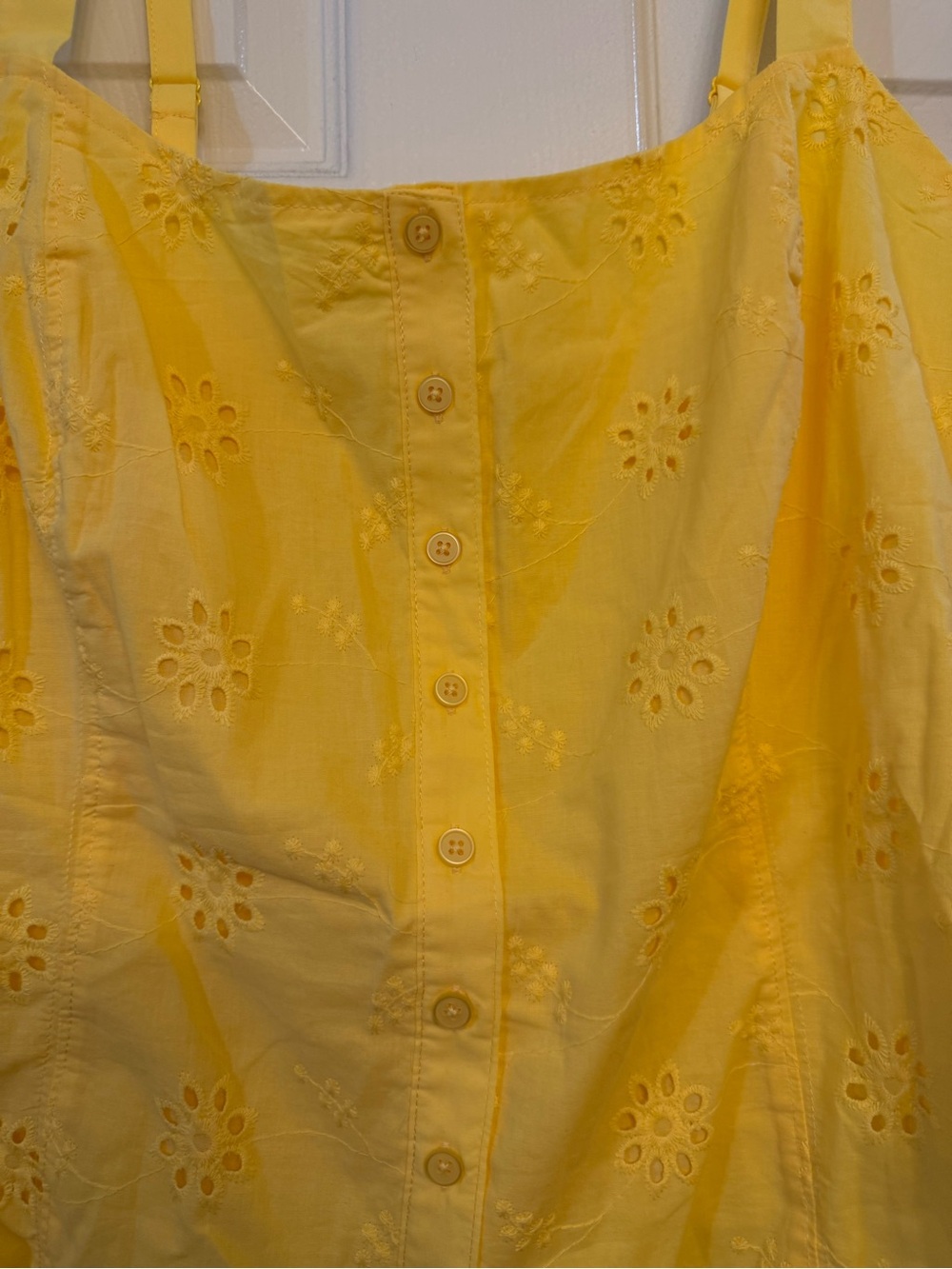 Yellow Eyelet Button-Front Women's Tank Top
